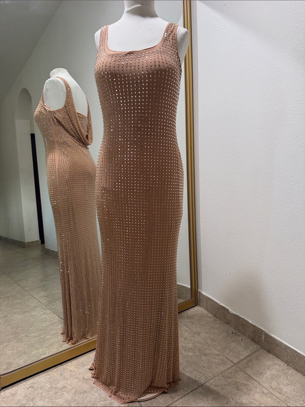 Windsor Nude Beaded Maxi Dress